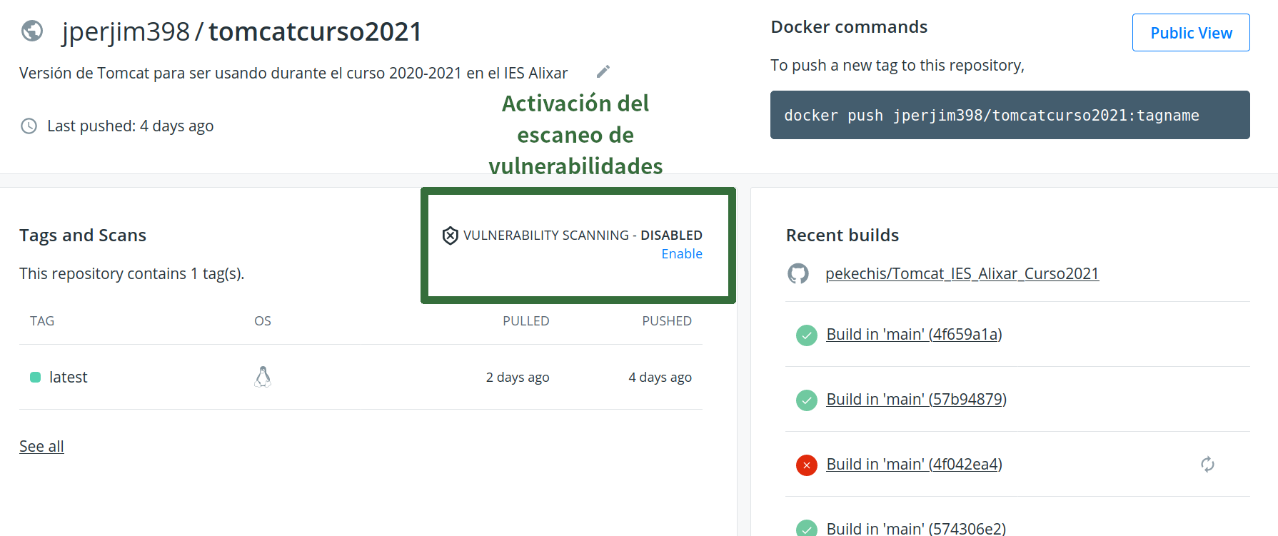 Habilitar el escaneo de vulnerabilidades