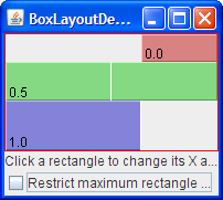 Three components with mixed X alignments and no maximum size