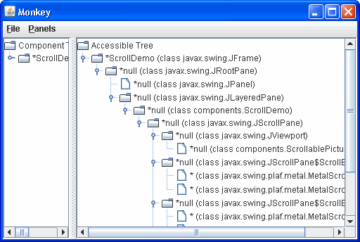 Monkey running on inaccessible version of ScrollDemo.